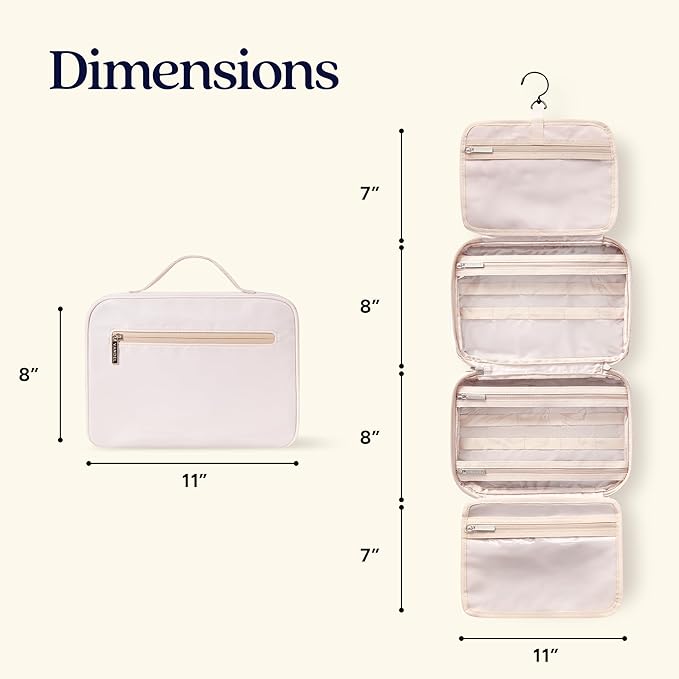 VANDEL Waterproof Hanging Toiletry Bag [TSA-Approved] Hanging Makeup Organizer Bag, Cosmetic Travel Bags for Women, Makeup Case Toiletries Organizer Hygiene Bathroom Shower Caddy - Neutral Checker
