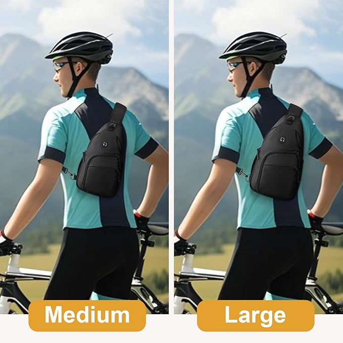 Pritent Crossbody Bags for Women Man Waterproof Sling Bag Backpack Trendy Casual Cross Body Bag with Convertible Shoulder Strap Chest Bag for Camping Hiking Travel Essentials (Black, Large)