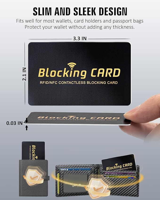 Schembo RFID Blocking Card,Contactless NFC Debit Credit Card Passport Protector, One Card Protects Entire Wallet/Purse for Men & Women, Smart Slim Design Perfectly Fits in Wallet/Purse (4Pack Black)