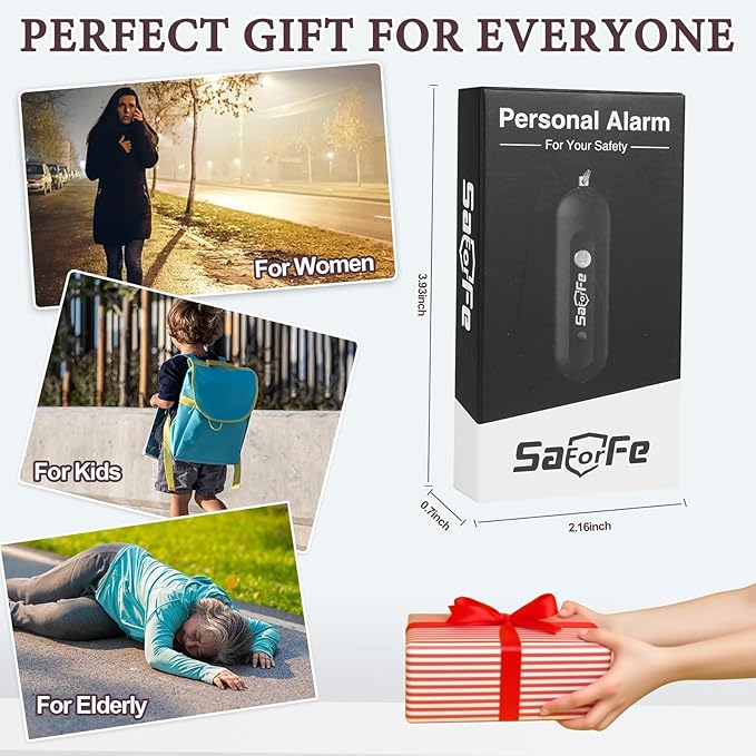 Personal Safety Alarm - Waterproof Rechargeable Security Alarm - 140dB Extra Loud Siren & Strobe Light - Self Defense Keychain - Gift for Women, Teenagers, College Girls, Seniors (Black)