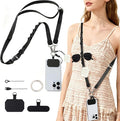 Cell Phone Lanyard with Detachable Phone Wrist Strap 3 in 1 Anti Theft Adjustable Crossbody Phone Strap Around the Neck, for Keys, ID Badges, Compatible with iPhone, Vacation Essentials, Black