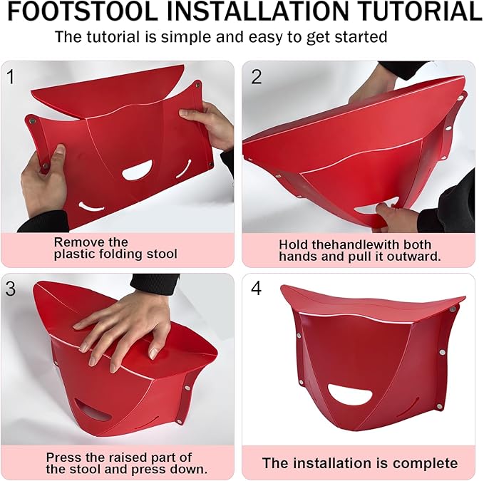 Foldable Airplane Foot Rest for Long Flight, Portable Camping Hiking Stool Travel Under Desk Foot Leg Rest for Airplane, Subway, Outdoor (Red+Navy)