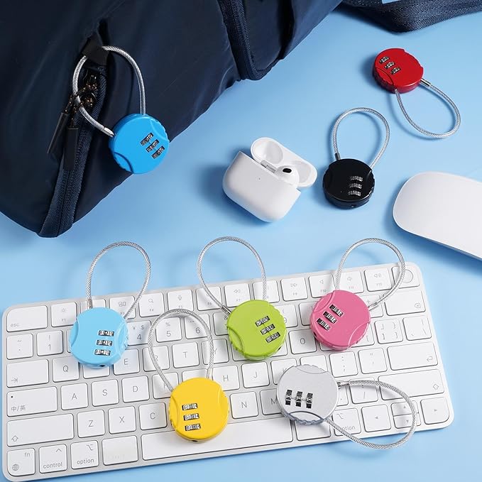 Moxweyeni 48 Pack Combination Wire Lock 3 Digit Small Combo Luggage Number Cable Padlock Outdoor Waterproof Resettable Lock for School Gym Locker Travel Backpack Suitcase Storage (Mixed Color)