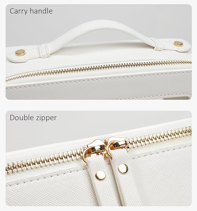 LETGO Clear Makeup Bags - TSA Approved Toiletry Bags with Zipper, Makeup Organizer for Carry-on Travel Essentials, Cosmetic Bags for Women & Men (Large White)