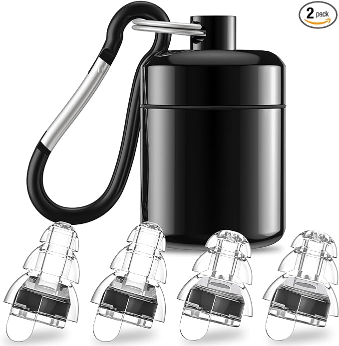 High Fidelity Concert Earplugs for Concerts Musicians，Earplugs for noise reduction，24db Advanced Filter Technology Ear Protection for Music Festivals,DJ's, Nightclub, Drummers - 2 Pairs（Black）
