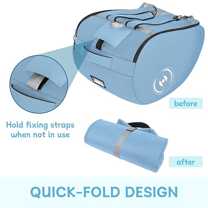 YOREPEK Padded Stroller Travel Bag for Airplane, Fits for Doona Stroller with isofix Base, Sturdy Stroller Bag Backpack with Lockable Zipper, Foldable Stroller Cover for Baby Travel,Ocean Blue