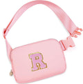 Uygafly Personalized Belt Bag for Women Girls - Fashion Mini Waist Packs with Adjustable Strap - Trendy Travel Fanny Pack Crossbody Bags with Initial Letter - Teen Gifts | Peach,R