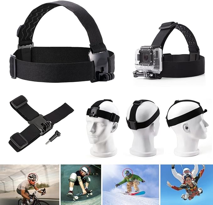 3 in 1 Universal Action Camera Accessories Kit - Head Strap Mount/Chest Harness/Selfie stick Compatible with Gopro Hero 13 12 11 10 9 8 7 6 5/AKASO EK7000/V50/Brave 7/Dragon Touch Action Camera