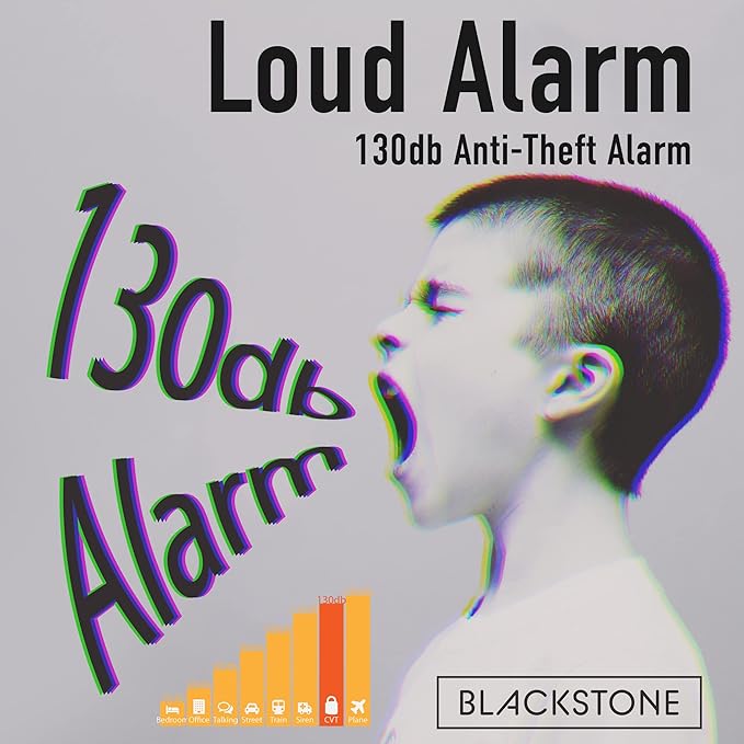 Blackstone Anti-Theft Loud 130db Alarm Padlock Weather Proof Heavy Duty Multi Purpose (10mm Shackle)