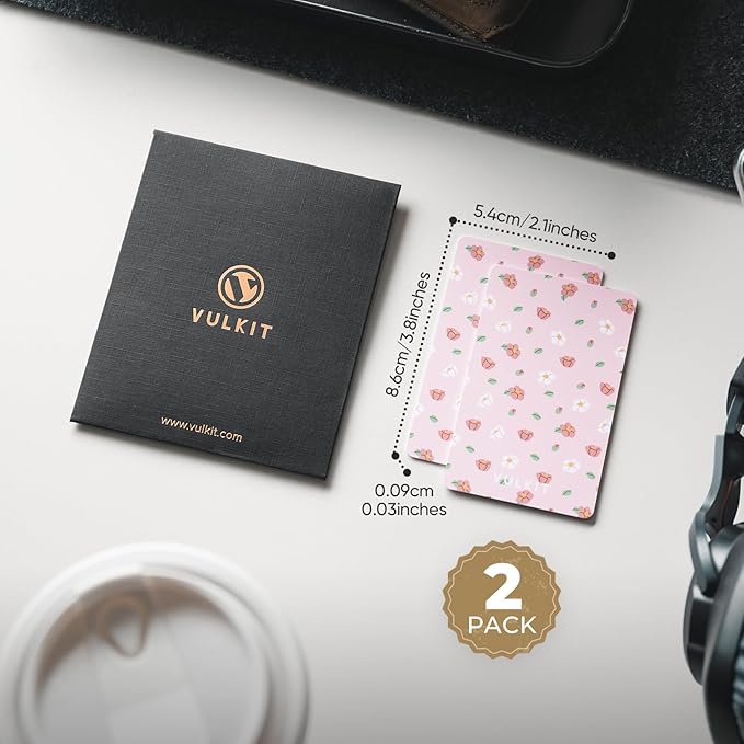 VULKIT RFID Blocking Cards, Slim RFID Card Blocker & NFC Contactless Card Protector for Your Wallet and Passport for Travel, Outdoor (2, Pink flower)