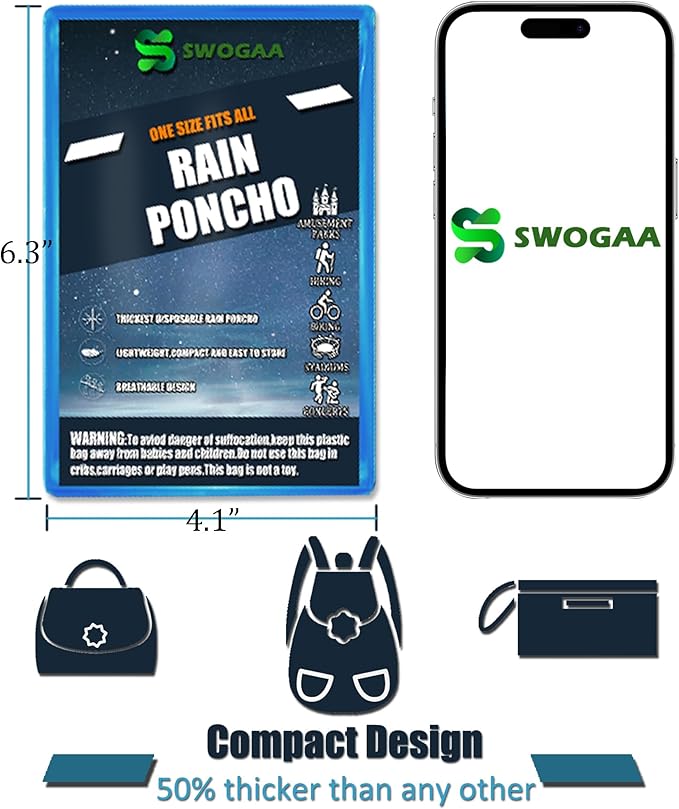 Disposable Rain Ponchos for Kids 6 Pack/Adults 10 and 6 Pack/Ponchos Family 6 Pack Extra Thicker Emergency Ponchos