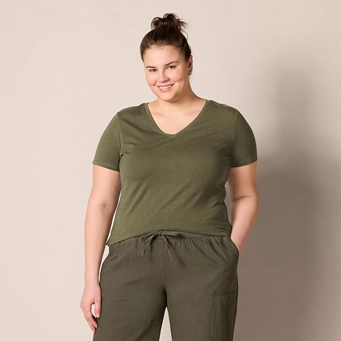 Amazon Essentials Women's Regular-Fit Short-Sleeve T-Shirt (Crewneck and V-Neck Options), Multipacks