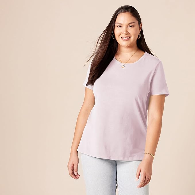 Amazon Essentials Women's Regular-Fit Short-Sleeve T-Shirt (Crewneck and V-Neck Options), Multipacks