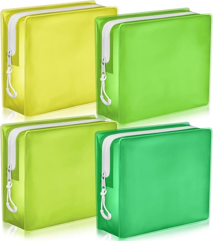 4 Pack TSA Approved Travel Toiletry Bags Frosted Translucent Leak-proof Cosmetic Makeup Bags for Women Men Travel Organizer Airport Security(Green,6.7 x 5.5 x 1.8 Inch)