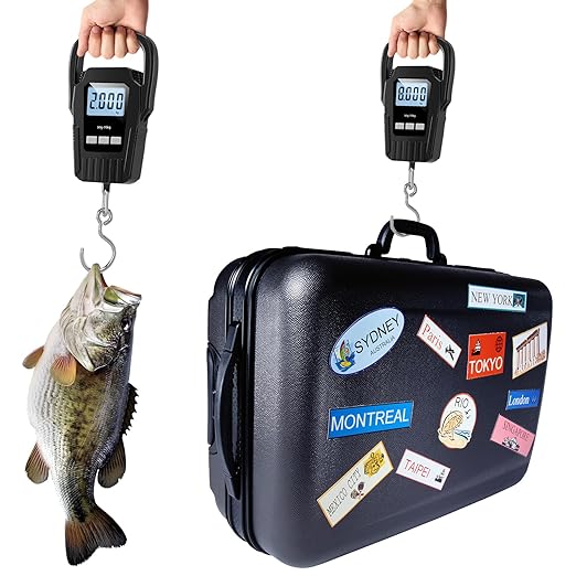 Fish Scale110lb/50kg Luggage Scale,Upgrade Large Handle & Backlit LCD Display, Suitcase Scale with Comfortable Handle & Large Hook & 2 AAA Batteries