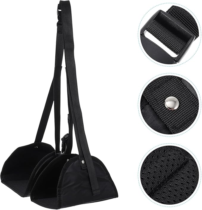 Adjustable Oxford Cloth Airplane Footrest Hammock Portable Hanging Foot Pad Travel Essentials Black Foot Rest for Long Flights Office Use