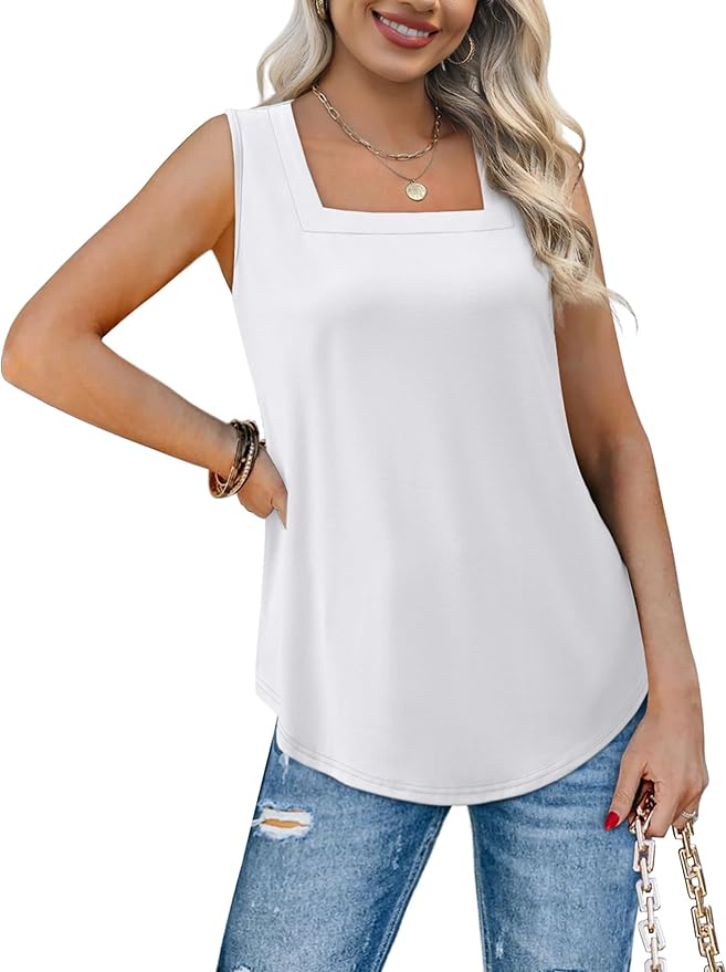 WIHOLL Women's Square Neck Tank Top