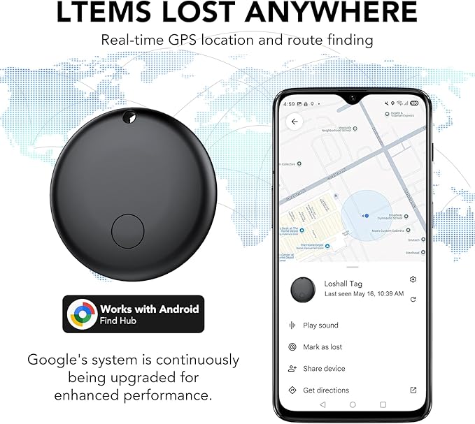 Android Tracker, Bluetooth Tracker Tags, Work with Google's Find Hub(Android), Smart Tags for Luggage, Wallet, Vehicles, Keys (Not for iOS) 4 Pack