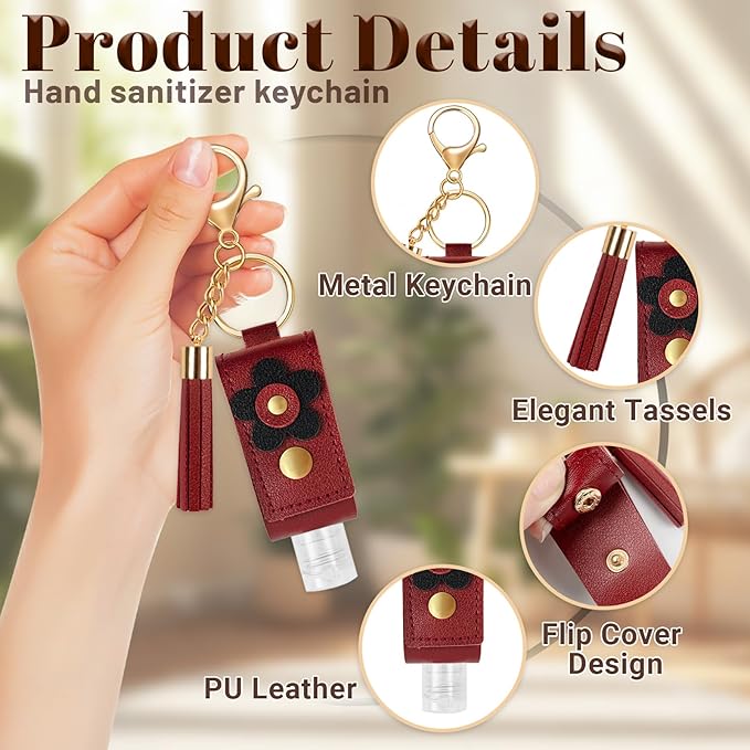 4Pcs Hand Sanitizer Keychain, 30ml Refillable Portable Hand Sanitizer for Toiletry Lotion Liquid Soap Shampoo