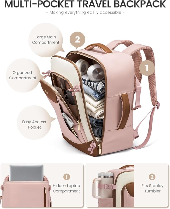 LOVEVOOK 40L Travel Backpack for Women Men, Large Carry on Backpack for Airplanes TSA Personal Item Travel Bag fits 15.6" Laptop, Waterproof Weekender Essentials Airline Approved with 2 Packing Cubes