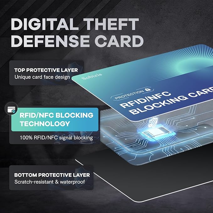 RFID Blocking Cards,Contactless NFC Debit Credit Card Passport ID Card Protector,Slim RFID Card Blocker for Wallet Safe Card Shield, Anti-Theft& Scam, Credit Card Fraud Shield-6 Pack