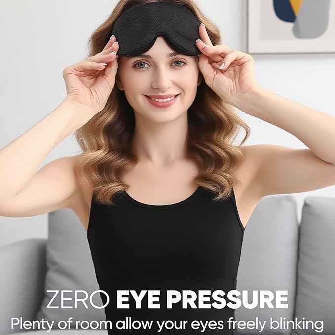 3D Contoured Sleep Mask for Side Sleepers, 100% Blackout Zero Pressure Eye Mask for Deep Sleep | Adjustable, Breathable & Portable | Ideal for Travel, Night Shift, Men & Women