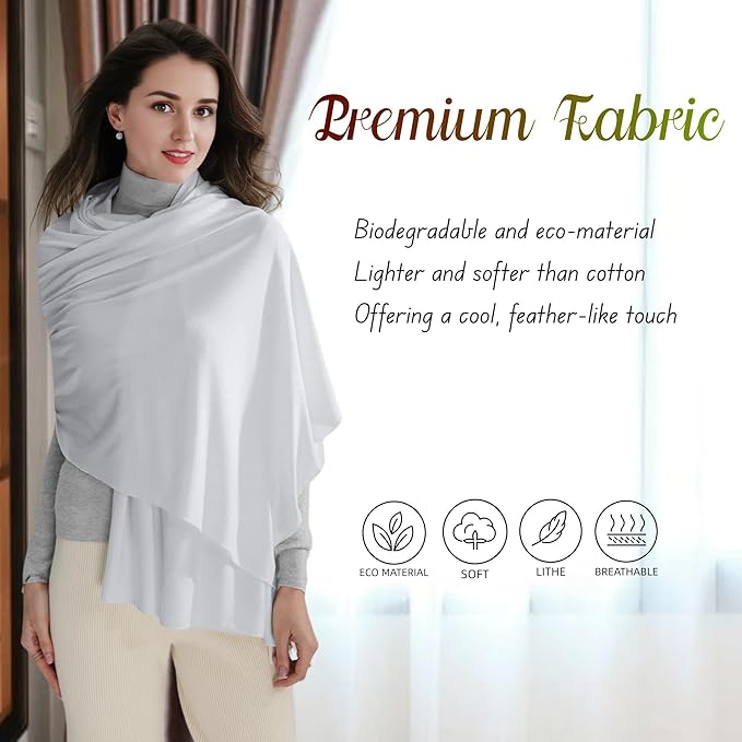 VENVSBEE Shawl Wraps for Women - Soft Silky Lightweight Travel Scarf and Airplane Essentials Accessory