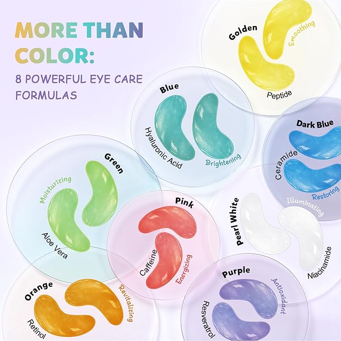 Maskiss Under Eye Patches Variety Pack (48 Pairs), Mothers Day Gifts for Mom, Eye Masks for Dark Circles Puffy Eyes With 8 Colors (6 Pairs/Color), Vegan Skin Care Gifts for Women