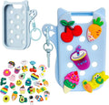 Hand Sanitizer Case with 30 Charms for Touchland, Compatible with Power Mist 1 FL Oz/30ML, Croc-Style Touchland Holder (Blue Case Food Charms)