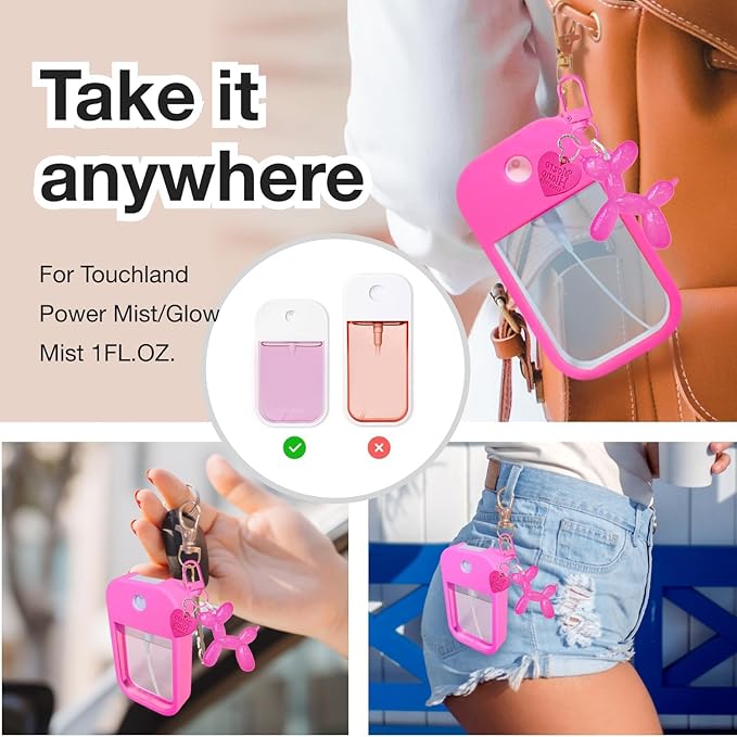 Silicone Case Compatible with Touchland Hand Sanitizer Spray, Protective Case for Power Mist and Glow Mist 1 fl oz