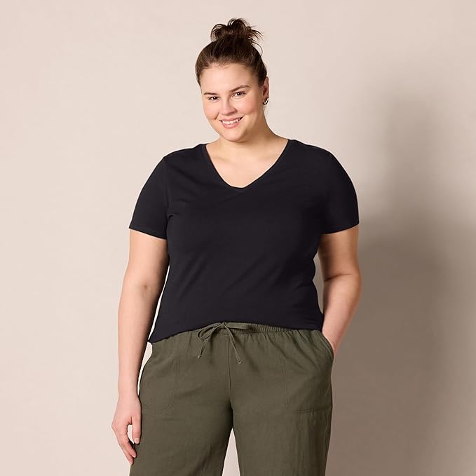 Amazon Essentials Women's Regular-Fit Short-Sleeve T-Shirt (Crewneck and V-Neck Options), Multipacks