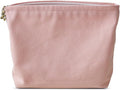 HAPPYHEIDI Canvas Pouch for Travel, Cosmetic Case, Solid Pink, Cotton Blend, Zipper Closure, 7.1x2.4x7 Inches