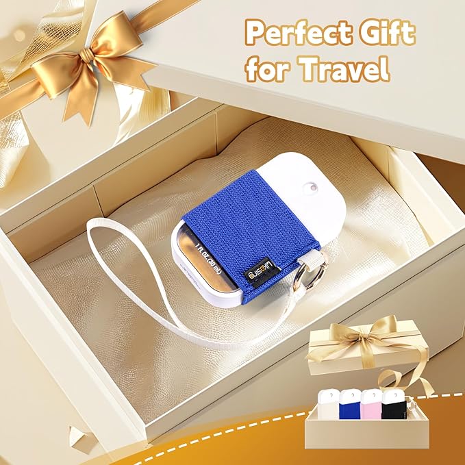 Likesing Hand Sanitizer Spray Sleeve Compatible with T0uch-land, 4 Elastic Travel Hand Sanitizer Holder with Keychain and Wrist Strap for Travel Hand San1tizer for Glow Mist and Power Mist(Colorful)