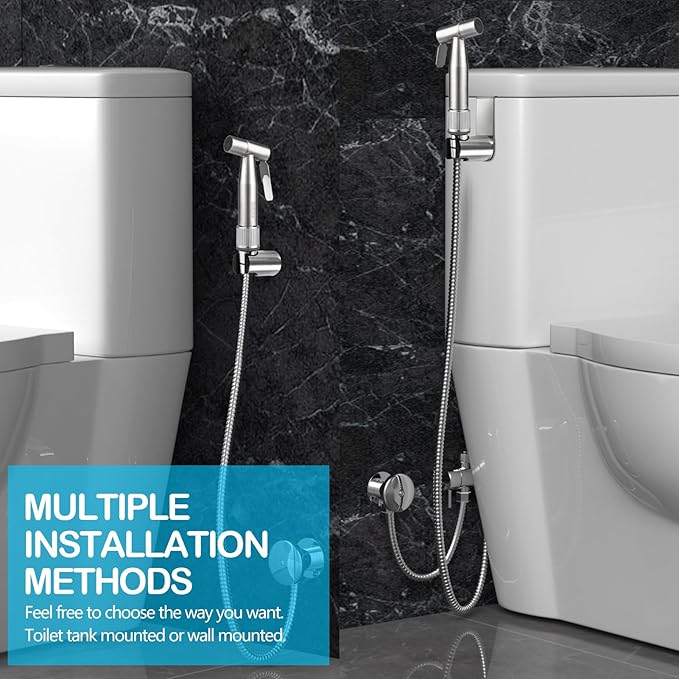 Blissland Bidet Sprayer for Toilet with Adjustable Water Pressure, Handheld Bidet Sprayer Kit- Stainless Steel（Don't‌ Use Teflon Tape for Installation）