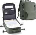 VECAVE Travel Backpack for Women, Airline Flight Approved Carry On Backpacks Waterproof 14 Inch Laptop Backpack with Shoe Compartment Casual Daypack Green