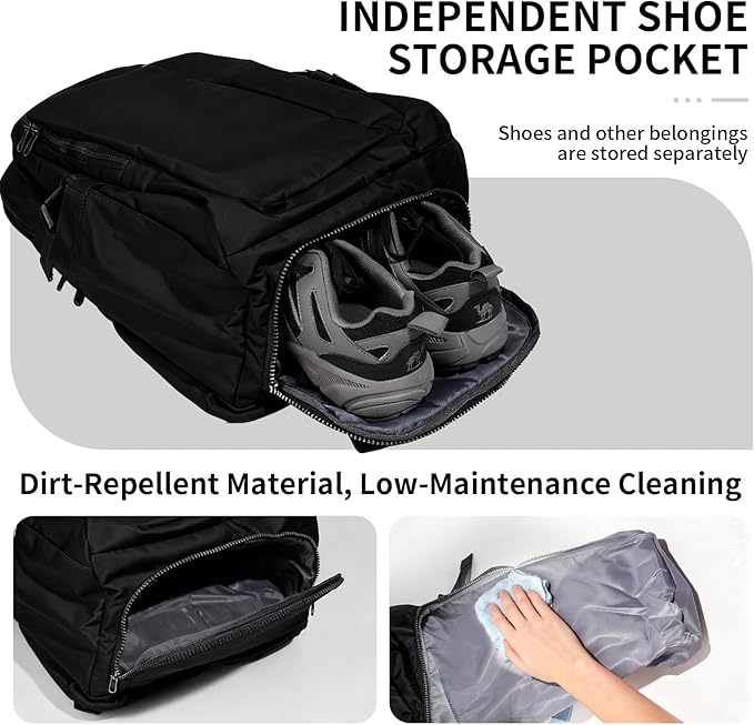 Travel Backpack for Women Men Carry on Backpack, Airline Approved Large Travel Bag Flight Approved Personal item, 15.6 Inch Laptop Backpack Casual Daypack for Weekender Business Hiking-BLACK