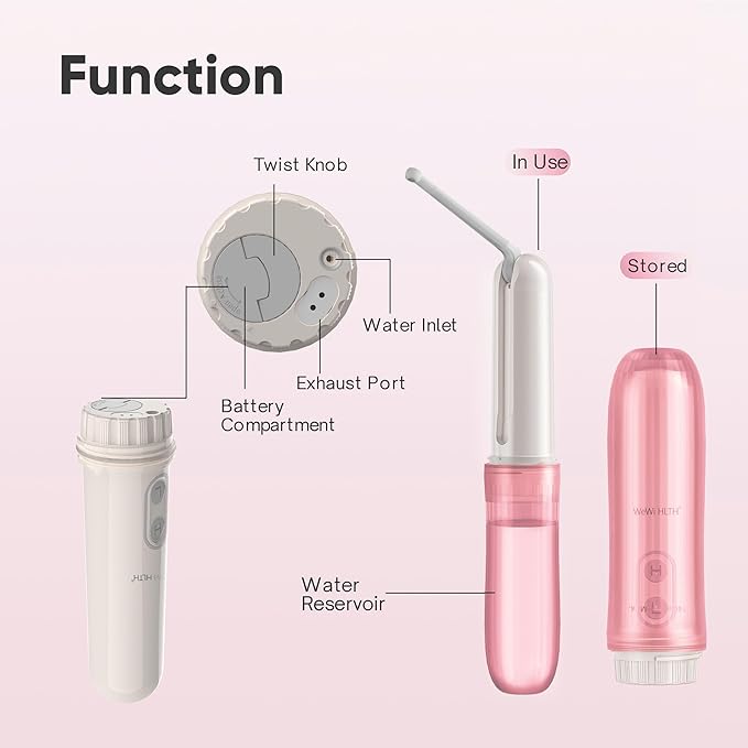 Portable Electric Bidet Sprayer - Handheld Travel Bidet with 2 Pressure Modes - Waterproof Foldable Pocket-Sized & Cordless for Bathroom Ultimate Personal Hygiene Cleaning at Home and Camping - Pink