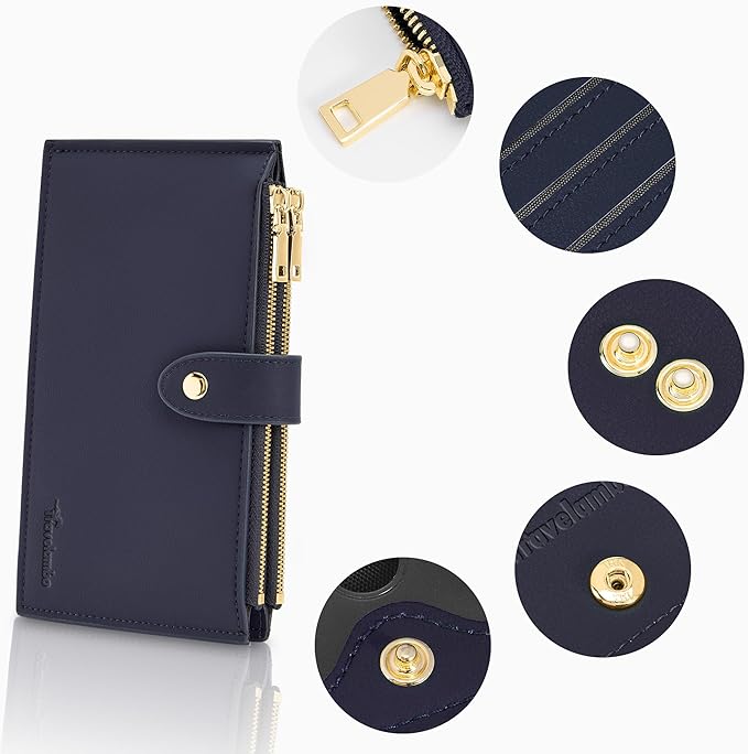 Travelambo Leather Wallets for Women Slim RFID Blocking Bifold Credit Card Holder Wallet