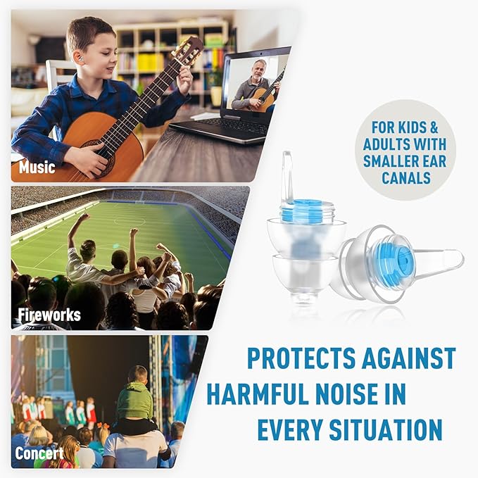 Ear Plugs for Kids (6-12 yrs), Airplane Ear Pressure Relief & Prevent Ear-Pain Earplugs for Children Adults with Small Ear-canals, Comfortable Earbuds, 25 dB Noise Cancelling