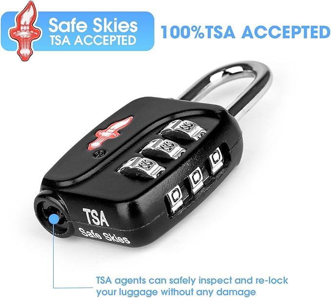 1 Sets TSA Approved Luggage Lock Combo - Secure Travel Essential w/Free Luggage Tag! Combination Lock for Suitcases, Backpacks, Gym Lockers & School