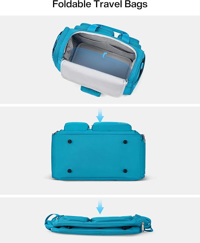 MILADA Underseat Carry On Luggage Bags for Travel Lightweight Foldable Carry On Bags for Airplanes Small Duffle Bag for Men Women TSA Approved Underseat Bag Travel Tote Bags, Caribbean Blue
