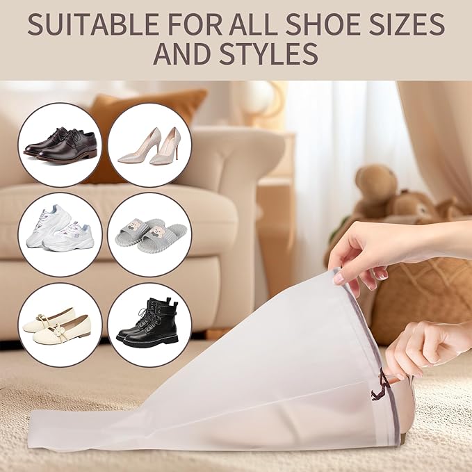 20 Pack Shoe Bags - 15.7" x 11.8" Clear Large Waterproof Portable Drawstring Shoe Storage Bags for Packing Travel Essentials
