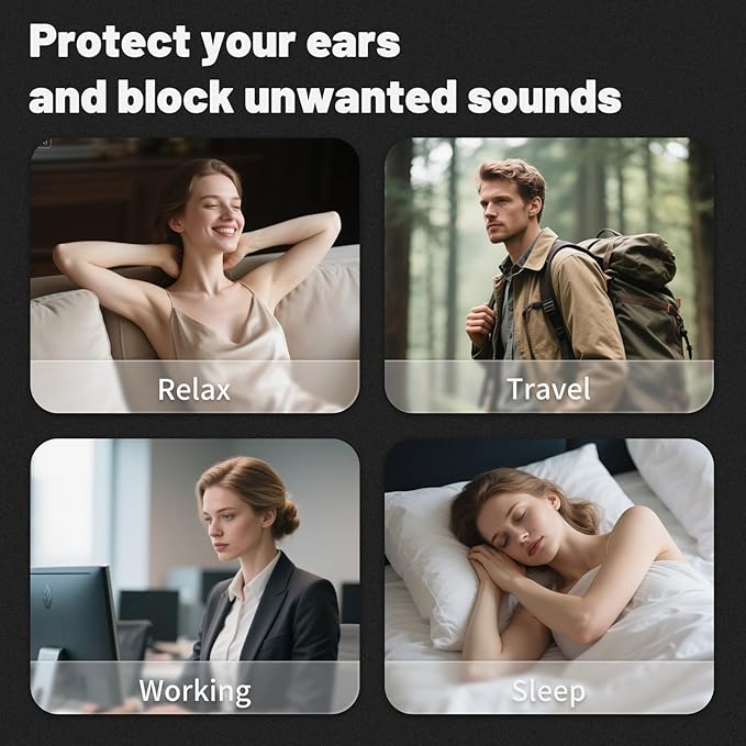 Ear Plugs, Ear Plugs for Noise Reduction, Concert EarPlugs, Reusable Earplugs Travel Essentials, EarPlugs for Concerts,Sleep,Work,Study, 45dB (SNR) Noise Reduction