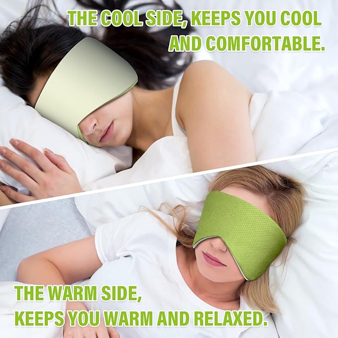 Sleep Mask, Eye Mask for Sleeping with Heads Adjustable, Earmuffs for Sleep for Men & Women, 2 in 1 Ear Mask and Blindfold, Soft Dual-Sided All-Season Eye Cover for Side Sleepers (Green)
