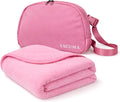 Travel Blanket Airplane – Ultra Soft Flannel 40”x60”, Compact & Lightweight with Organizer Bag, Cozy Travel Blanket for Flights, Road Trips, and Home Comfort - Pink