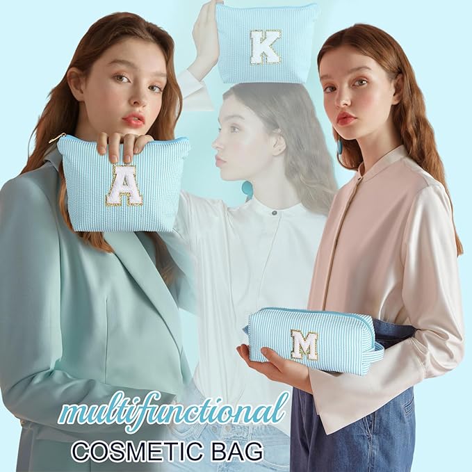 YOOLIFE Cute Travel Makeup Bag - Sweet 16 & Birthday Gifts, Monogram Makeup Bag, Large Cosmetic Bag for Women