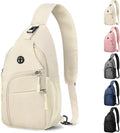 Pritent Crossbody Bags for Women Man Waterproof Sling Bag Backpack Trendy Casual Cross Body Bag with Convertible Shoulder Strap Chest Bag for Camping Hiking Travel Essentials (Ivory, Large)