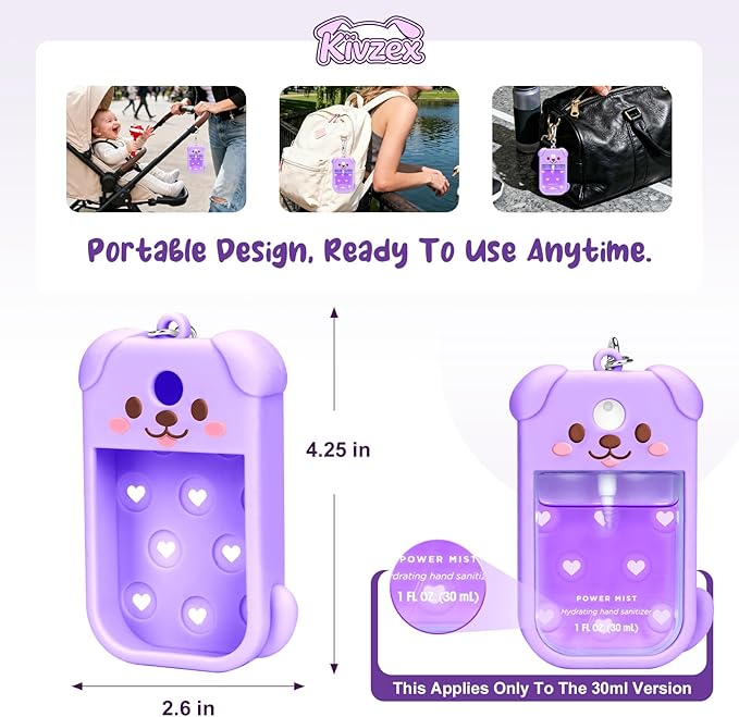 Dog Silicone Case for Touchland Hand Sanitizer Spray with Keychain, Compatible with Power Mist & Glow Mist 1 FL Oz/30ML for Touchland Case, Cute Travel Cover Sleeve