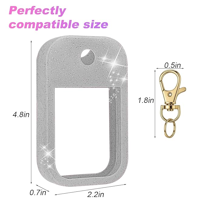 AIERSA Hand Sanitizer Spray Glitter Case Compatible with Touchland, Silicone Hand Sanitizer Case Holder with Keychain for Touch Land Mist 1FL. OZ(Glitter Sequin Gray)