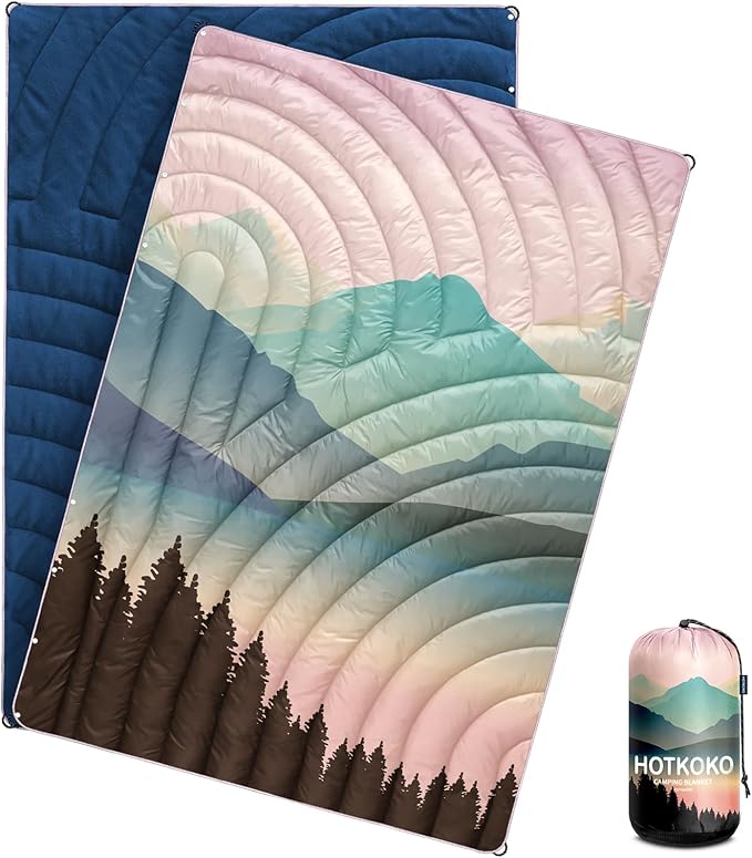 Mini Camping Blanket, Puffy Polar Fleece Blanket Lightweight Warm Outdoor Blanket for Camping,Traveling, Stadium, Hiking, Picnics